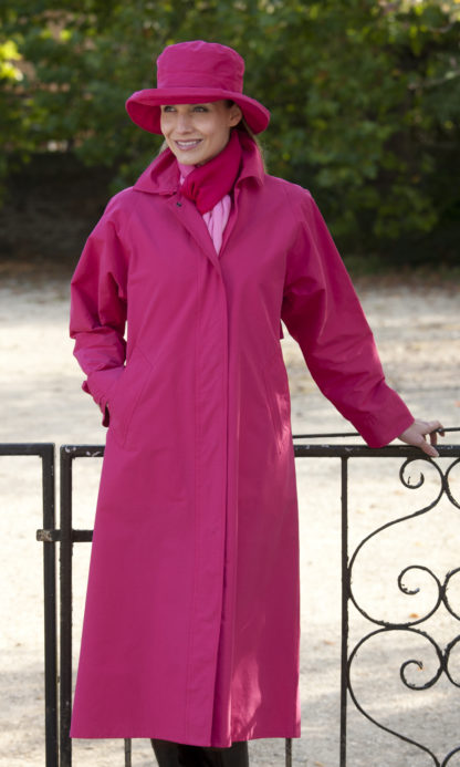 Traditional, long length ladies raincoat